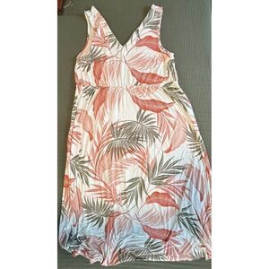Tahari Coastal Tropical Palm Print Maxi Dress 2X Stretch Grandmacore Vacation